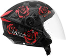 CAPACETE ABERTO NEW LIBERTY 3 FLOWERS FOSCO AZUL - PRETO TAM. 58