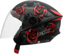 CAPACETE ABERTO NEW LIBERTY 3 FLOWERS FOSCO AZUL - PRETO TAM. 58