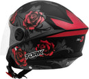CAPACETE ABERTO NEW LIBERTY 3 FLOWERS FOSCO AZUL - PRETO TAM. 58