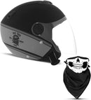 CAPACETE ABERTO NEW ATOMIC SKULL RIDERS HD PRATA - PRETO FOSCO TAM. 58