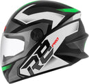 CAPACETE FECHADO R8 PRO BRILHANTE PRETO - VERDE TAM. 56