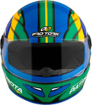 CAPACETE FECHADO R8 PATRIOTA BRILHANTE AZUL - VERDE TAM. 58