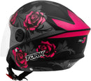 CAPACETE ABERTO NEW LIBERTY 3 FLOWERS FOSCO AZUL - PRETO TAM. 58