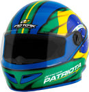 CAPACETE FECHADO R8 PATRIOTA BRILHANTE AZUL - VERDE TAM. 58