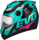 CAPACETE FECHADO EVOLUTION 788 G8 EVO FOSCO VERDE TURQUESA - PINK TAM. 60